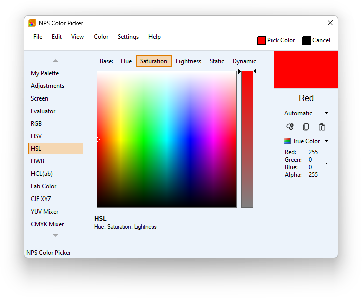 Color Picker and Other Color Tools - NPS Image Editor